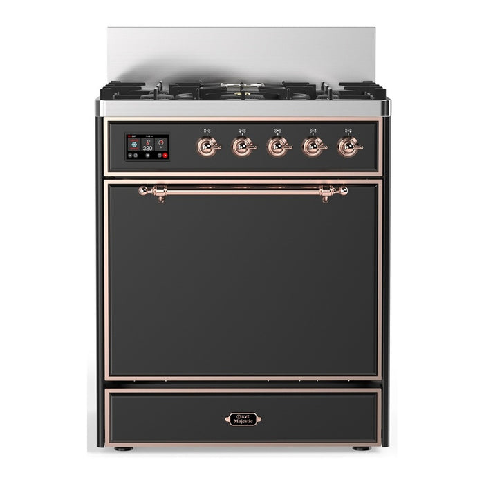 ILVE Majestic III 30" Dual Fuel Range, Matte Graphite Copper Trim UM30QNR3MGP