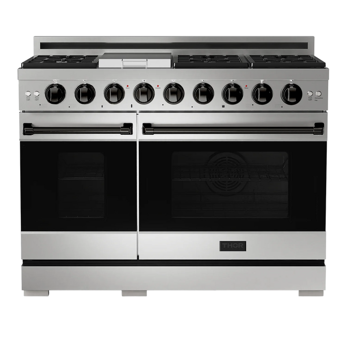 Gordon Ramsay by THOR Kitchen 48"Professional Natural Gas Range, Matte Black, RSG48E-BLK