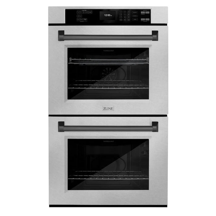 ZLINE 30"Professional True Convection Double Wall Oven, Air Fry, Self Clean, DuraSnow® Matte Black WADSZ-30-MB