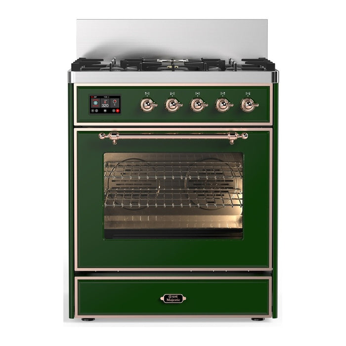 ILVE Majestic III 30" Dual Fuel Range Emerald Green Copper Trim UM30NR3EGP