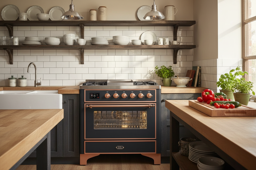 ILVE Majestic II 36" Dual Fuel Range Matte Graphite Copper Trim UM09FDNS3MGP