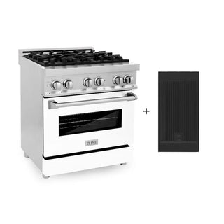 ZLINE 30" Professional Dual Fuel Range, White Matte Door, Griddle RA-WM-GR-30