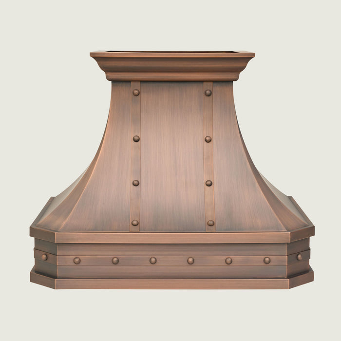 Custom Faceted Curved Copper Range Hood- CHCR02
