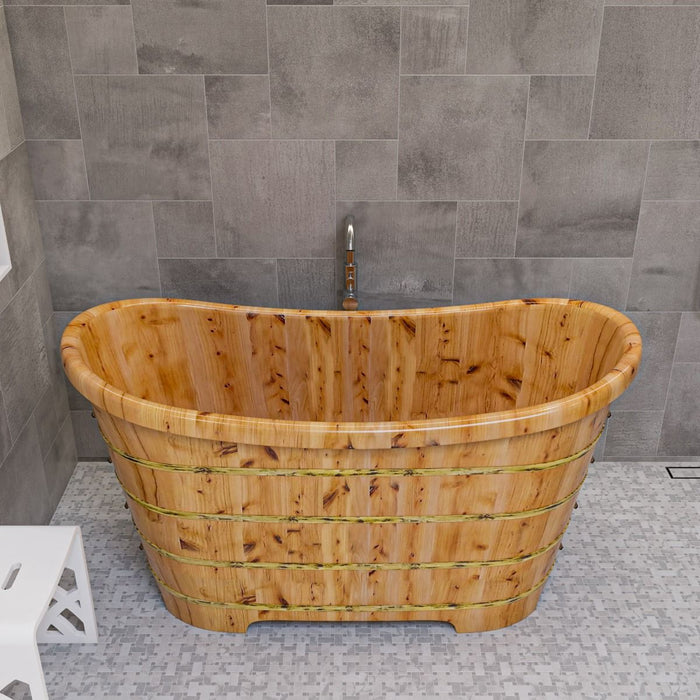 ALFI brand 63'' Free Standing Cedar Wooden Bathtub AB1105