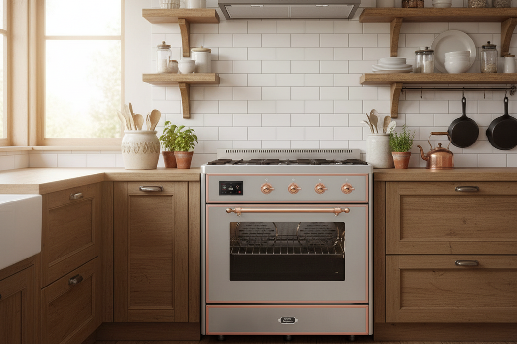 ILVE 30"Majestic II Induction Range, Stainless Steel Copper Trim UMI30NE3SSP