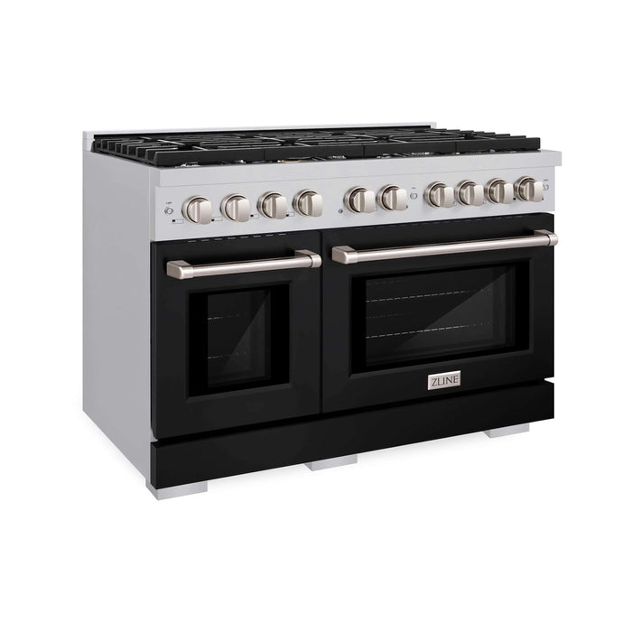 ZLINE 48"Paramount Dual Fuel Range Stainless Steel, Black Matte, SDR-BLM-48