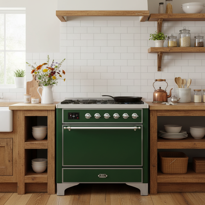 ILVE Majestic II 36" Induction Range Emerald Green Chrome Trim UMI09QNS3EGC