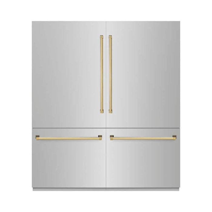 ZLINE 72" Built-In Bottom Freezer Refrigerator,Water Dispenser, Ice Maker, Polished Gold RBITZ-304-72G