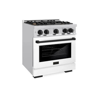 ZLINE 30" Select Dual Fuel Range Gas Cooktop Electric Convection Oven Stainless Steel White Matte Doors Matte Black HDRZ-WM-30-MB
