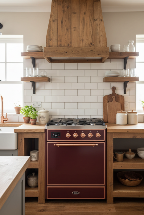 ILVE Majestic II 30" Liquid Propane Dual Fuel Range Burgundy Copper Trim UM30DQNE3BUPLP