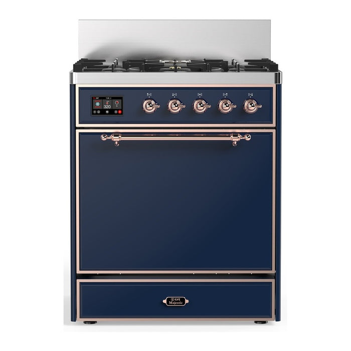 ILVE Majestic III 30" Dual Fuel Range, Midnight Blue Copper Trim UM30QNR3MBP