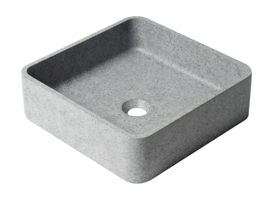 ALFI brand 16" Square Solid Concrete Gray Matte Above Mount Bathroom Sink ABCO16S