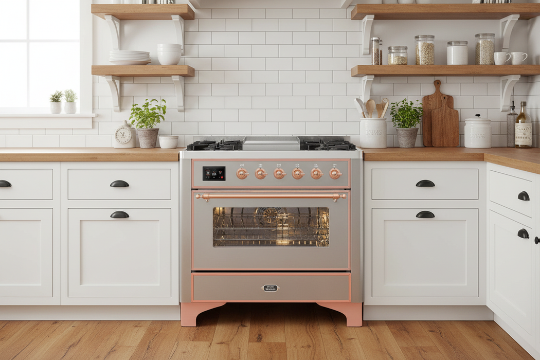 ILVE Majestic II 36" Liquid Propane Dual Fuel Range Stainless Steel Copper Trim UM09FDNS3SSPLP
