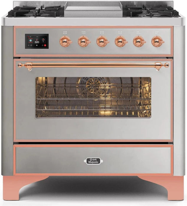 ILVE Majestic II 36" Dual Fuel Range Stainless Steel Copper Trim UM09FDNS3SSP