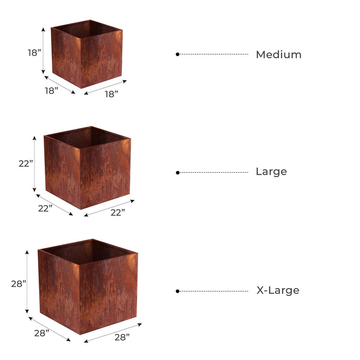 Oversized Corten Steel Cube Planters