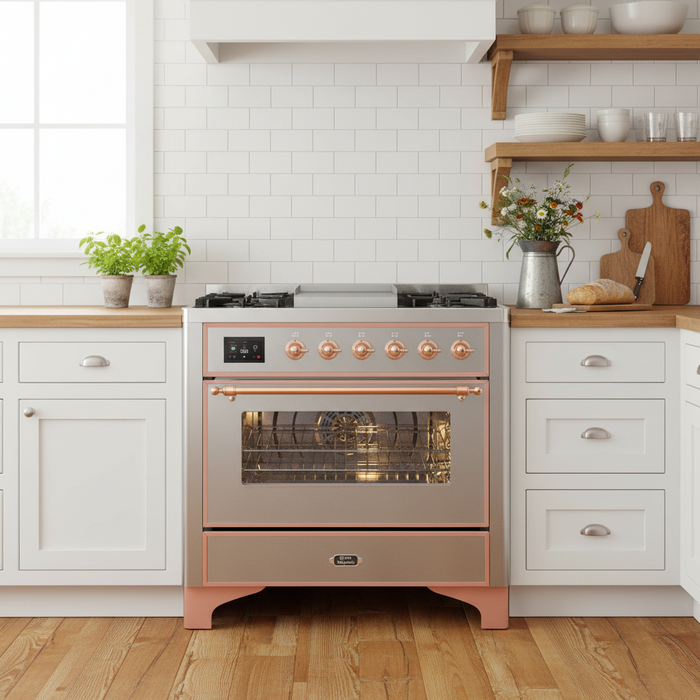ILVE Majestic II 36" Dual Fuel Range Stainless Steel Copper Trim UM09FDNS3SSP