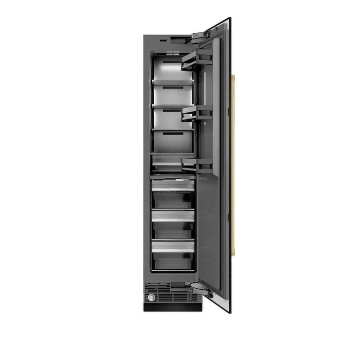 ZLINE 18" Right Hinge Column Freezer Black Stainless Steel, Graphite Gray Interior Polished Gold RCFVRZ-BS-18-G