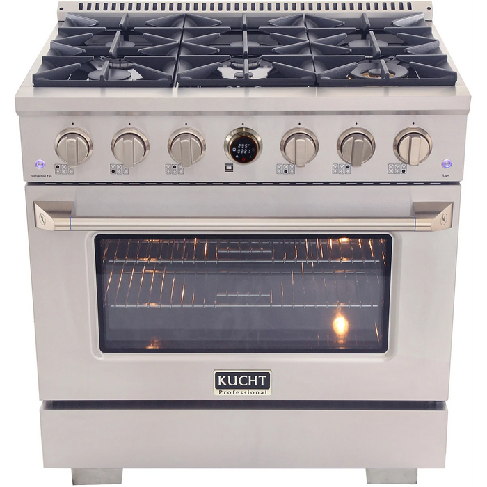 Kucht 2 Piece Kitchen Appliances Package with Dual Fuel Range KXP36-KRH360-SS-C