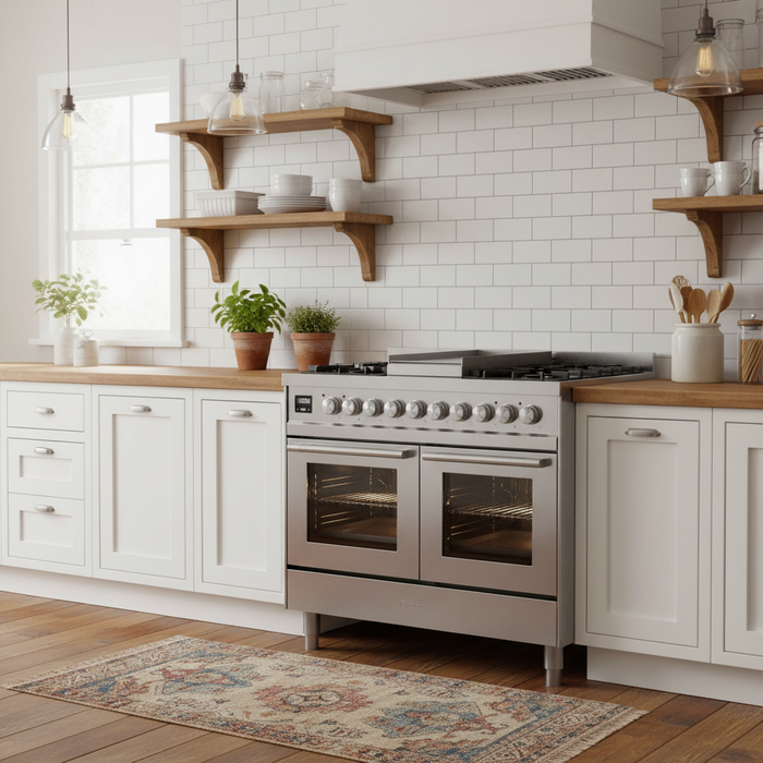 ILVE 40"Professional Plus Dual Fuel Range, Stainless Steel UPD40FWMPSS