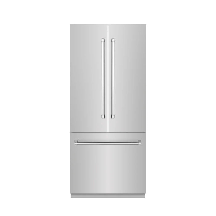 ZLINE 36" French Door Built-In Bottom Freezer Refrigerator, Water Dispenser, Ice Maker, Stainless Steel SRBIV-304-36