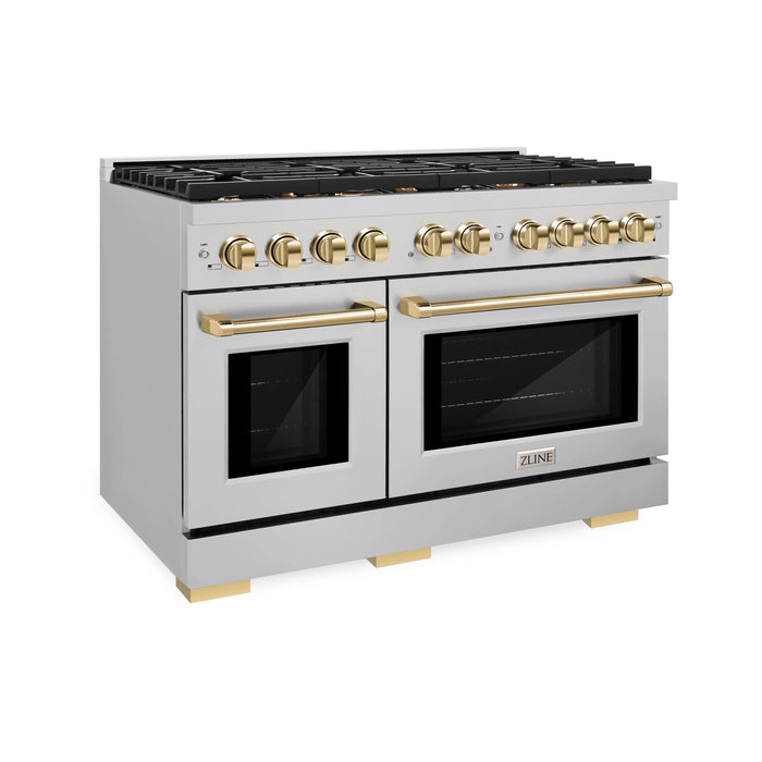 ZLINE 48"Paramount Dual Fuel Range Stainless Steel Gold SDRZ-48-G