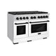 ZLINE 48"Gas Range, Convection Oven White, Matte Black, SGRZ-WM-48-MB