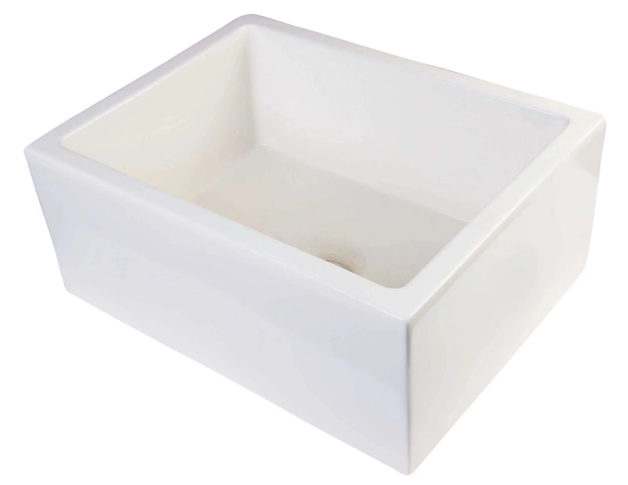ALFI brand 24" Smooth Thick Wall Fireclay Single Bowl Farm Sink AB2418SB