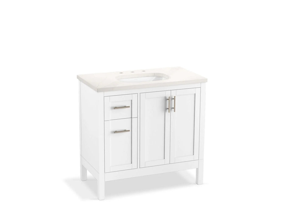 KOHLER Hadron 36" bathroom vanity cabinet, sink. quartz top K-39605-ASB