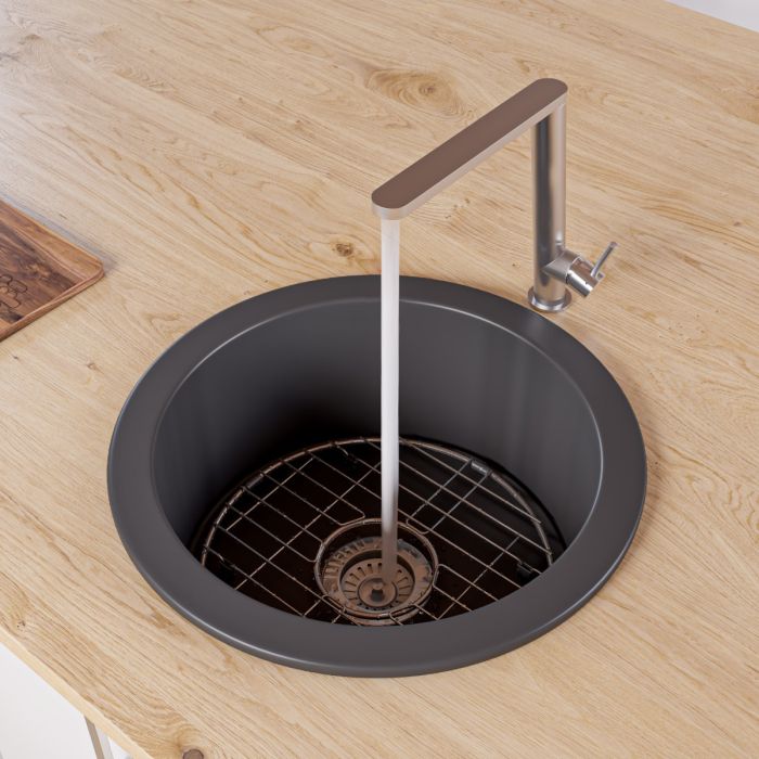 ALFI brand Round 18" Undermount / Drop In Fireclay Prep Sink ABF1818R