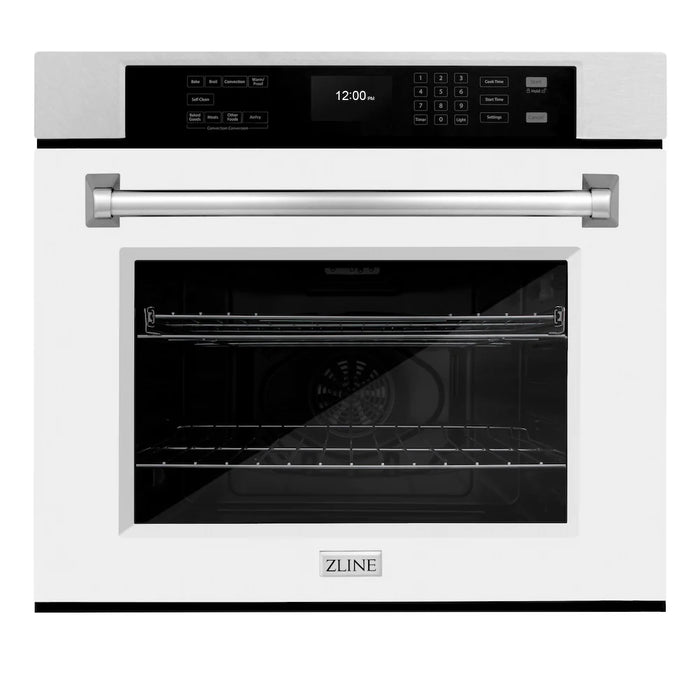 ZLINE 30"Professional True Convection Single Wall Oven, Air Fry, Self Clean, DuraSnow® White Matte WASS-WM-30