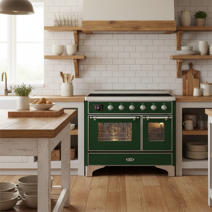 ILVE Majestic II 40" Induction Range Emerald Green Chrome Trim UMDI10NS3EGC