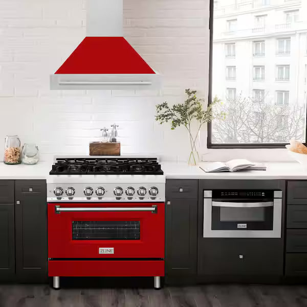 ZLINE 36" Autograph Stainless Red Gloss Wall Range Hood 8654STX-RG-36