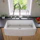ALFI Brand White Smooth Curved Apron 36" Single Bowl Fireclay Farm Sink ABFC3620S-W