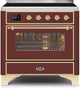 ILVE Majestic II 36" Induction Range Burgundy Brass Trim UMI09NS3BUG