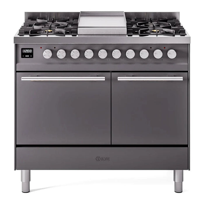 ILVE 40"Professional Plus Dual Fuel Range, Matte Graphite UPD40FQMPMG