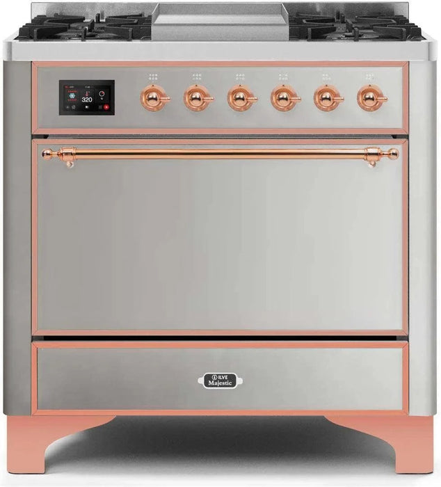 ILVE Majestic II 36" Dual Fuel Range Stainless Steel Copper Trim UM09FDQNS3SSP