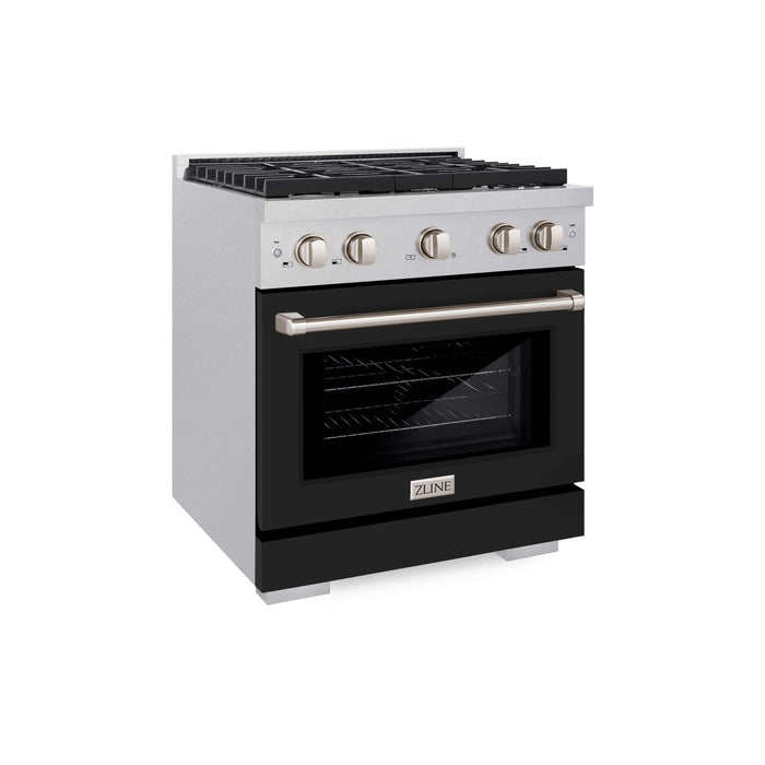 ZLINE 30"Paramount Dual Fuel Range DuraSnow® Black Matte SDRS-BLM-30