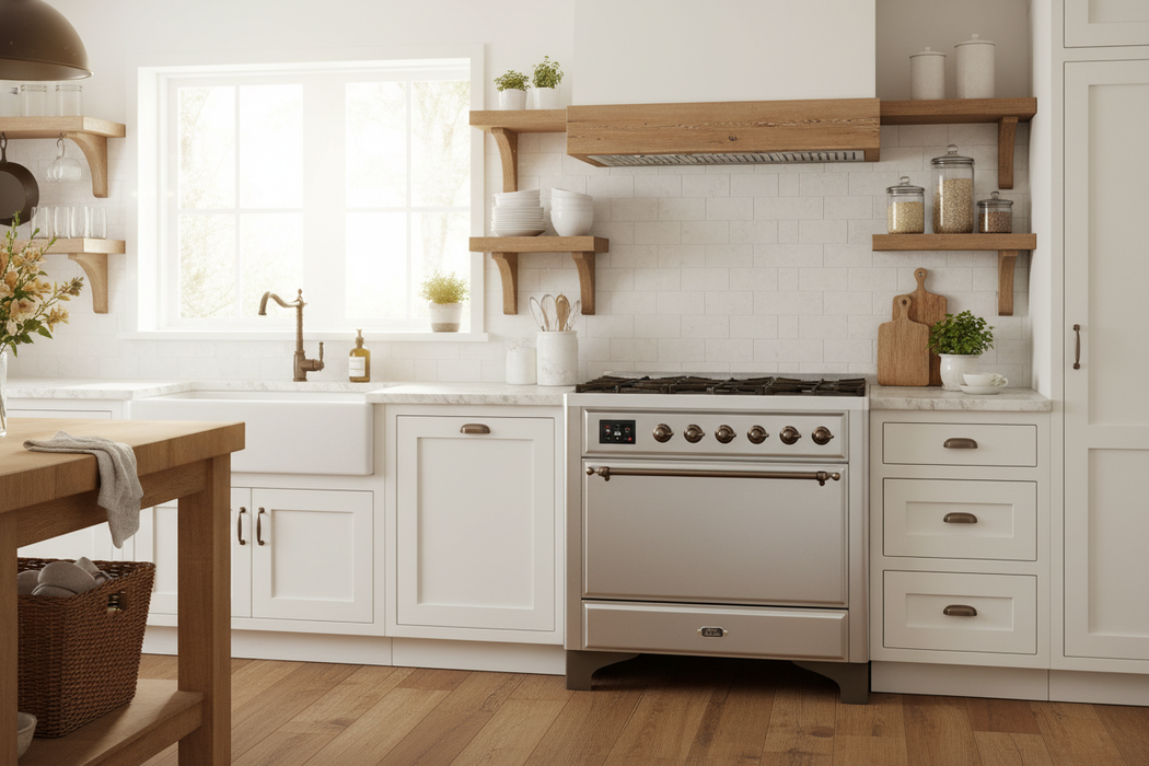 ILVE Majestic II 36" Induction Range Stainless Steel Bronze Trim UMI09QNS3SSB