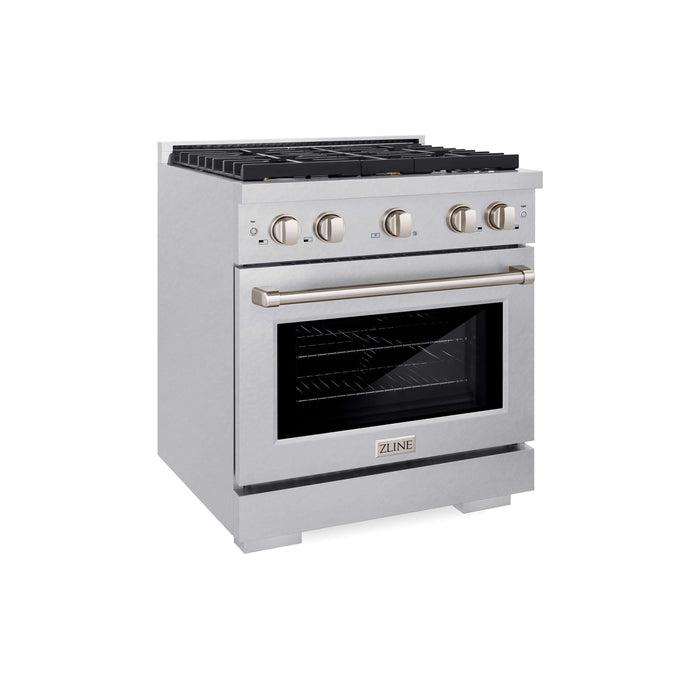 ZLINE 30"Paramount Dual Fuel Range DuraSnow® Brass Burners SDRS-BR-30