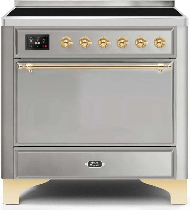 ILVE Majestic II 36" Induction Range Stainless Steel Brass Trim UMI09QNS3SSG
