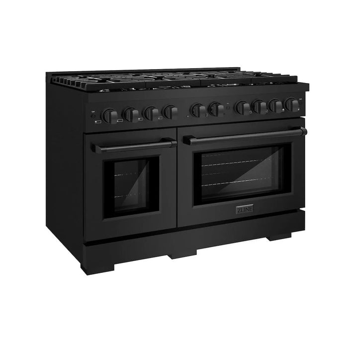 ZLINE 48 in.Gas Range, Convection Gas Oven, Black Stainless Steel, SGRB-48