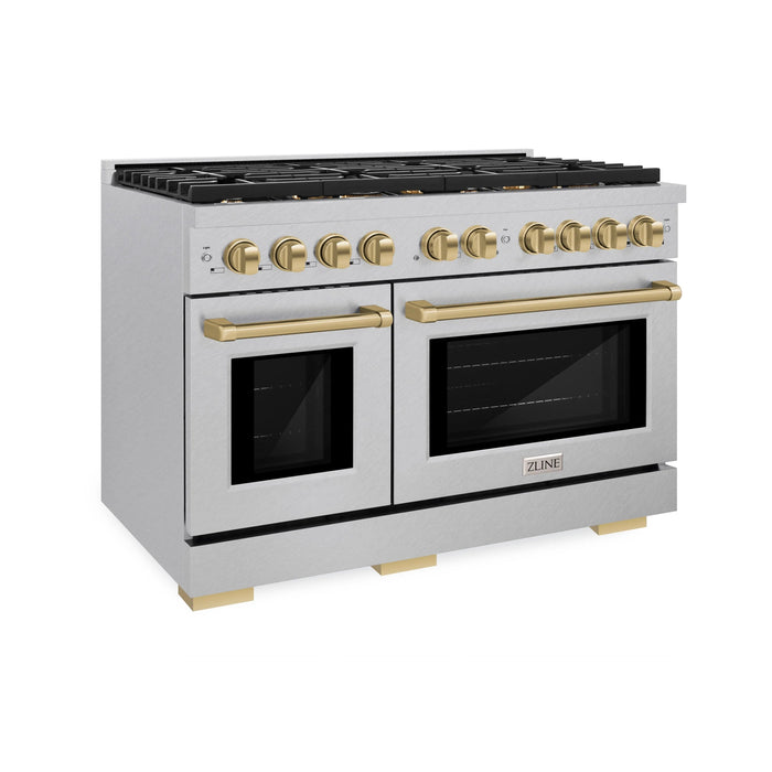 ZLINE 48"Paramount Dual Fuel Range DuraSnow® Champagne Bronze SDRSZ-48-CB