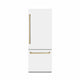 ZLINE 30" Built-In Bottom Freezer Refrigerator with Water Dispenser, Ice Maker, White Matte, Graphite Gray Interior, Champagne Bronze GRBIVZ-WM-30-CB