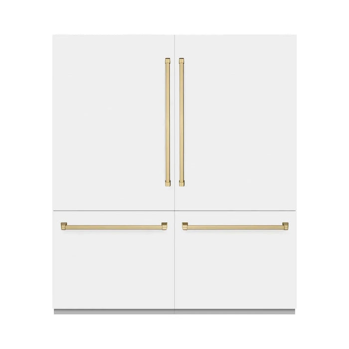 ZLINE 72" Built-In Bottom Freezer Refrigerator,Water Dispenser, Ice Maker, White Matte Champagne Bronze RBITZ-WM-72-CB