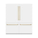 ZLINE 72" Built-In Bottom Freezer Refrigerator,Water Dispenser, Ice Maker, White Matte Champagne Bronze RBITZ-WM-72-CB