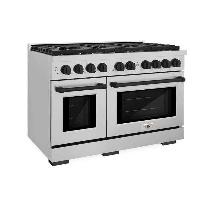 ZLINE 48"Paramount Dual Fuel Range Stainless Steel Matte Black SDRZ-48-MB