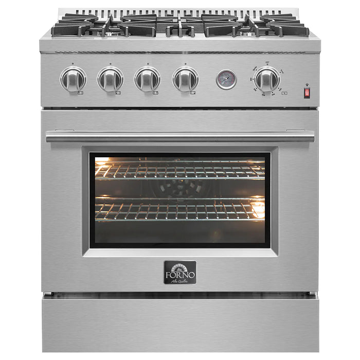 Forno 30" Gas Range,  Built-In Temperature Gauge, FFSGS6277-30