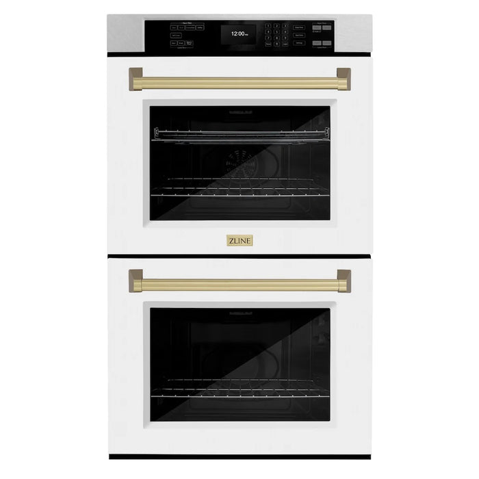 ZLINE 30"Professional True Convection Double Wall Oven, Air Fry, Self Clean, DuraSnow® Champagne Bronze WADSZ-WM-30-CB