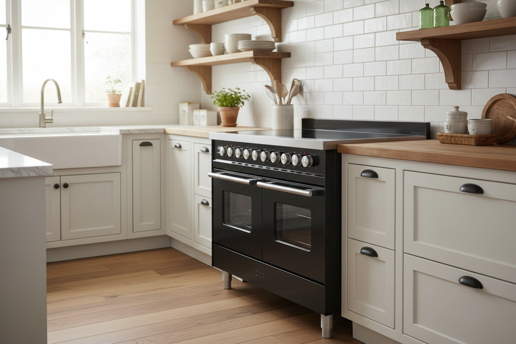 ILVE 40"Professional Plus Induction Range, Glossy Black UPDI406QMPBK