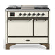 ILVE Majestic III 40" Dual Fuel, Range, Antique White, Burnished Trim UMD40FQNR3AWB